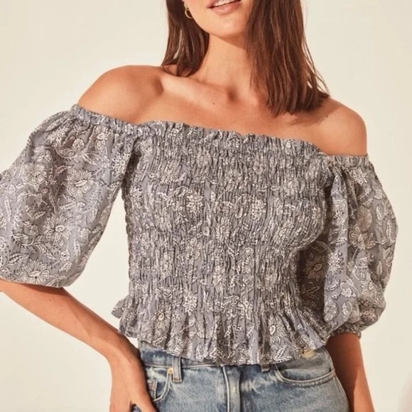 Floral Off-Shoulder Top - Gray - Picture 1 of 4